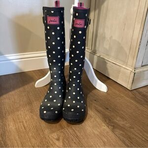 Joules Blue and White Polka Dot Tall  Rain Boots size 10